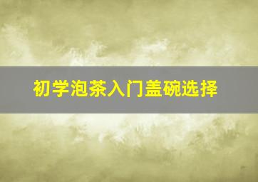 初学泡茶入门盖碗选择