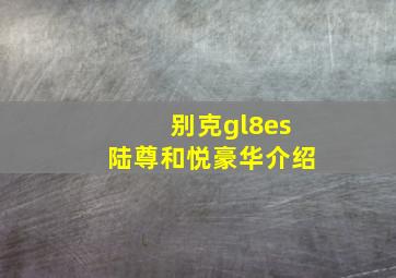 别克gl8es陆尊和悦豪华介绍