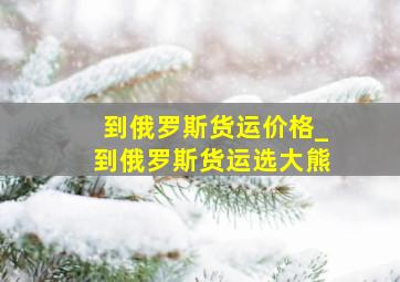 到俄罗斯货运价格_到俄罗斯货运选大熊