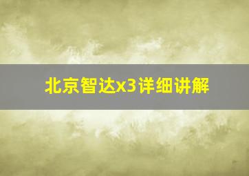 北京智达x3详细讲解