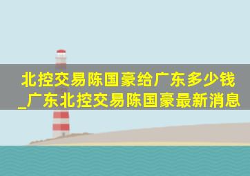 北控交易陈国豪给广东多少钱_广东北控交易陈国豪最新消息