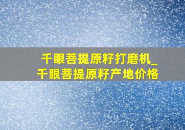 千眼菩提原籽打磨机_千眼菩提原籽产地价格