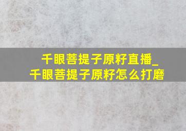 千眼菩提子原籽直播_千眼菩提子原籽怎么打磨