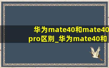 华为mate40和mate40pro区别_华为mate40和mate40pro区别表