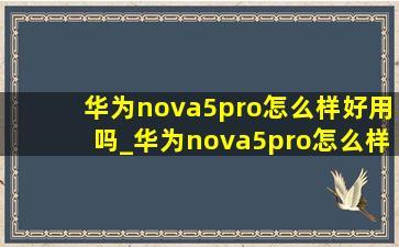 华为nova5pro怎么样好用吗_华为nova5pro怎么样换屏