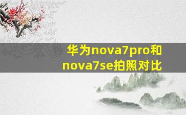 华为nova7pro和nova7se拍照对比