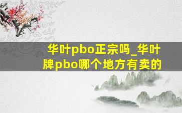 华叶pbo正宗吗_华叶牌pbo哪个地方有卖的