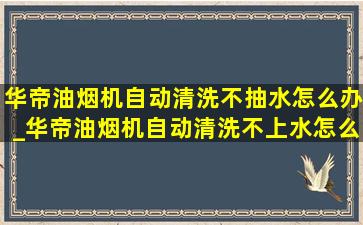 华帝油烟机自动清洗不抽水怎么办_华帝油烟机自动清洗不上水怎么办