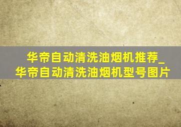 华帝自动清洗油烟机推荐_华帝自动清洗油烟机型号图片