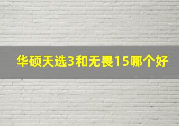 华硕天选3和无畏15哪个好