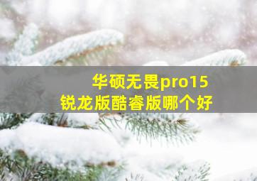 华硕无畏pro15锐龙版酷睿版哪个好