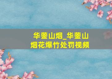 华蓥山烟_华蓥山烟花爆竹处罚视频