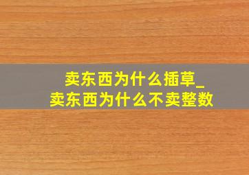 卖东西为什么插草_卖东西为什么不卖整数