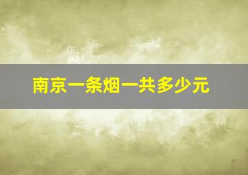 南京一条烟一共多少元