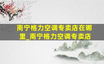 南宁格力空调专卖店在哪里_南宁格力空调专卖店