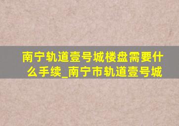 南宁轨道壹号城楼盘需要什么手续_南宁市轨道壹号城