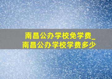 南昌公办学校免学费_南昌公办学校学费多少