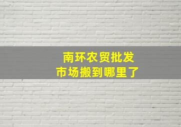 南环农贸批发市场搬到哪里了