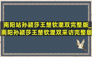 南阳站孙颖莎王楚钦混双完整版_南阳孙颖莎王楚钦混双采访完整版