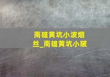 南雄黄坑小波烟丝_南雄黄坑小陂