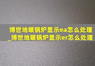 博世地暖锅炉显示ea怎么处理_博世地暖锅炉显示er怎么处理