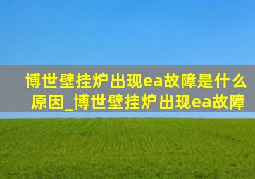 博世壁挂炉出现ea故障是什么原因_博世壁挂炉出现ea故障