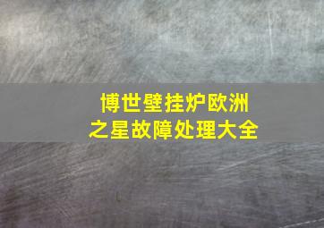 博世壁挂炉欧洲之星故障处理大全