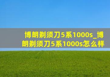 博朗剃须刀5系1000s_博朗剃须刀5系1000s怎么样