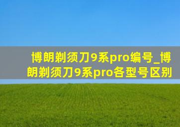 博朗剃须刀9系pro编号_博朗剃须刀9系pro各型号区别