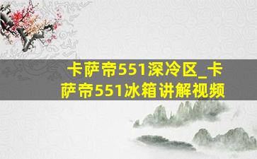 卡萨帝551深冷区_卡萨帝551冰箱讲解视频