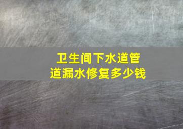 卫生间下水道管道漏水修复多少钱