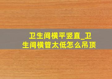 卫生间横平竖直_卫生间横管太低怎么吊顶