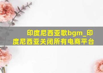 印度尼西亚歌bgm_印度尼西亚关闭所有电商平台