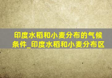 印度水稻和小麦分布的气候条件_印度水稻和小麦分布区