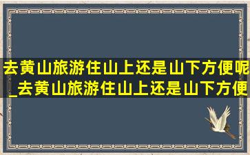 去黄山旅游住山上还是山下方便呢_去黄山旅游住山上还是山下方便