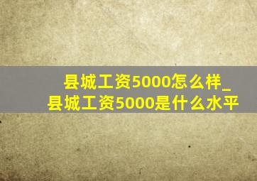 县城工资5000怎么样_县城工资5000是什么水平