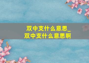 双中支什么意思_双中支什么意思啊