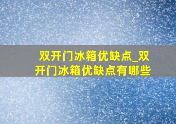 双开门冰箱优缺点_双开门冰箱优缺点有哪些