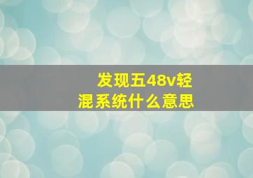 发现五48v轻混系统什么意思