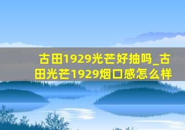 古田1929光芒好抽吗_古田光芒1929烟口感怎么样