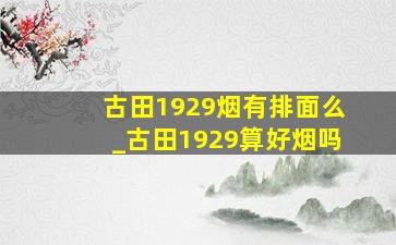 古田1929烟有排面么_古田1929算好烟吗