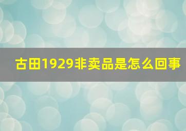 古田1929非卖品是怎么回事