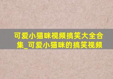 可爱小猫咪视频搞笑大全合集_可爱小猫咪的搞笑视频