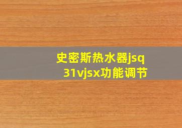 史密斯热水器jsq31vjsx功能调节