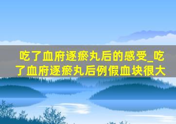 吃了血府逐瘀丸后的感受_吃了血府逐瘀丸后例假血块很大