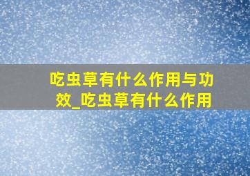 吃虫草有什么作用与功效_吃虫草有什么作用