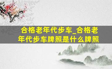 合格老年代步车_合格老年代步车牌照是什么牌照