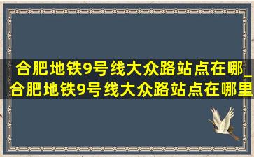 合肥地铁9号线大众路站点在哪_合肥地铁9号线大众路站点在哪里