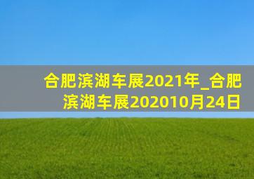 合肥滨湖车展2021年_合肥滨湖车展202010月24日