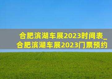 合肥滨湖车展2023时间表_合肥滨湖车展2023门票预约